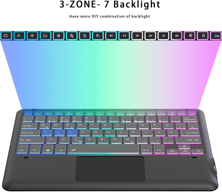 für Lenovo Tab P12 12,7 Zoll Hülle mit Abnehmbare Tastatur : DIY 3-Zonen 7-Farbige Beleuchtung Tasta