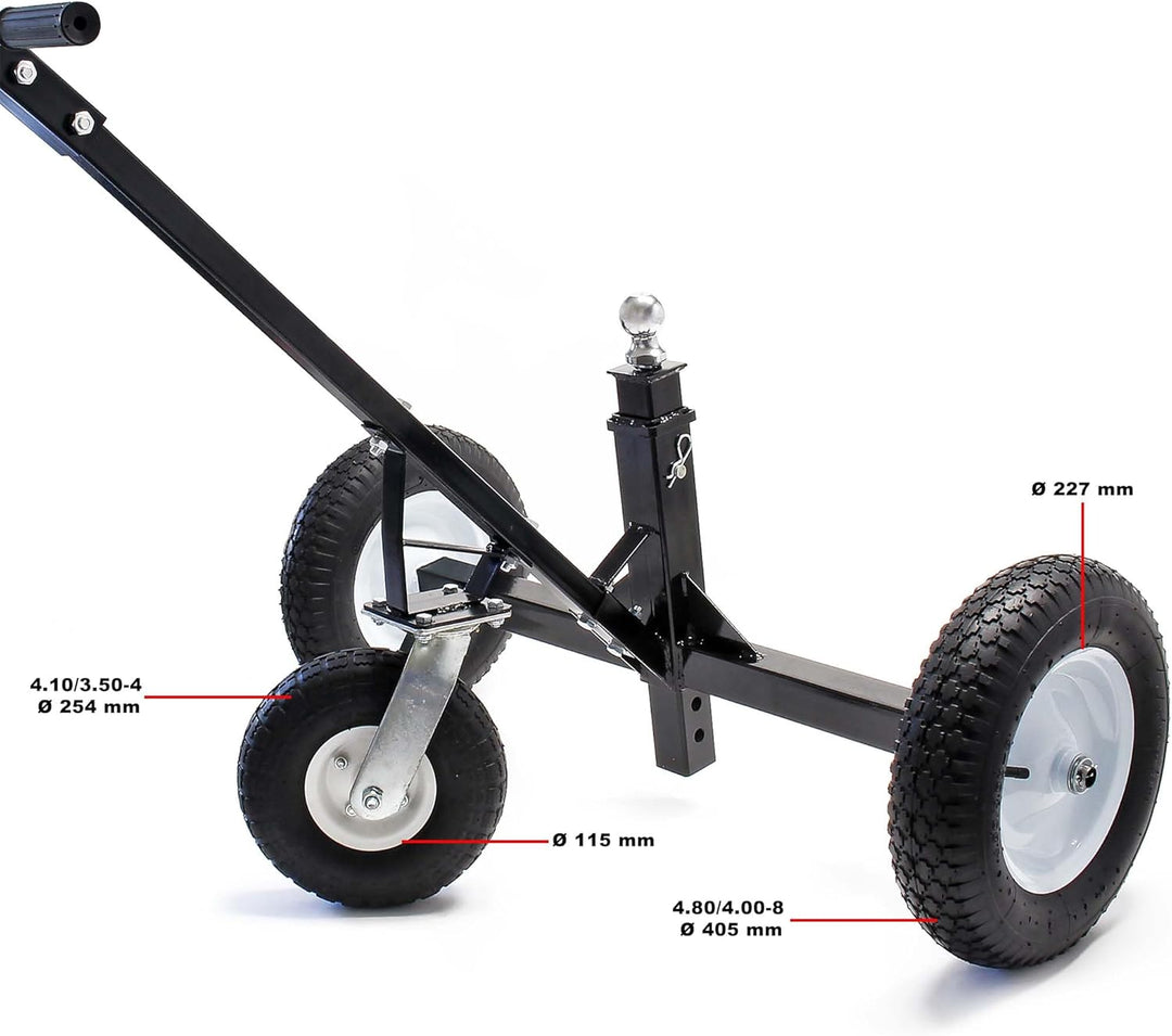 Wiltec Rangierhilfe für Anhänger und Wohnwagen bis 500 kg, Rangierwagen mit 3 Rädern und höhenverste