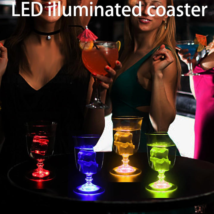 12 pcs LED-Untersetzer, LED Sticker Stimmungslichter, Bunt LED Untersetzer, Leuchtuntersetzer Rund,