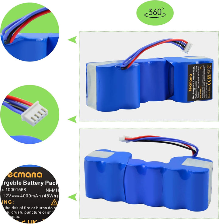 12V 4000mAh Ersatzakku für ECOVACS Deebot 900, 700, M88, DE33, DE35, DG710, DG716 OZMO 610, 901, 902