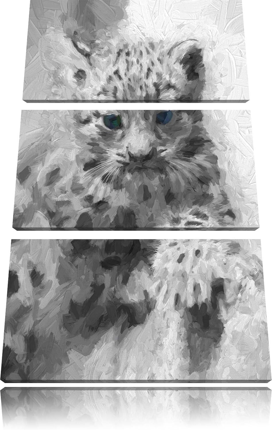 niedliches Leopardenjunges beim Klettern schwarz/weiss Deluxe 3-Teiler Leinwandbild 120x80 Bild auf
