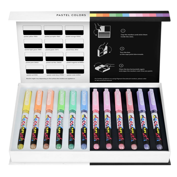 KARIN PIGMENT decobrush Pastel Colors Collection, 29C7, 12 Stück (1er Pack), Pastel Colors