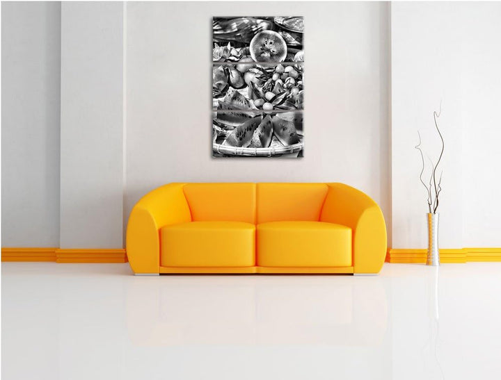 Pixxprint exotischer Fruchtteller als Leinwandbild/Grösse: 3 Teilig (120x80) cm/Wandbild/Kunstdruck/