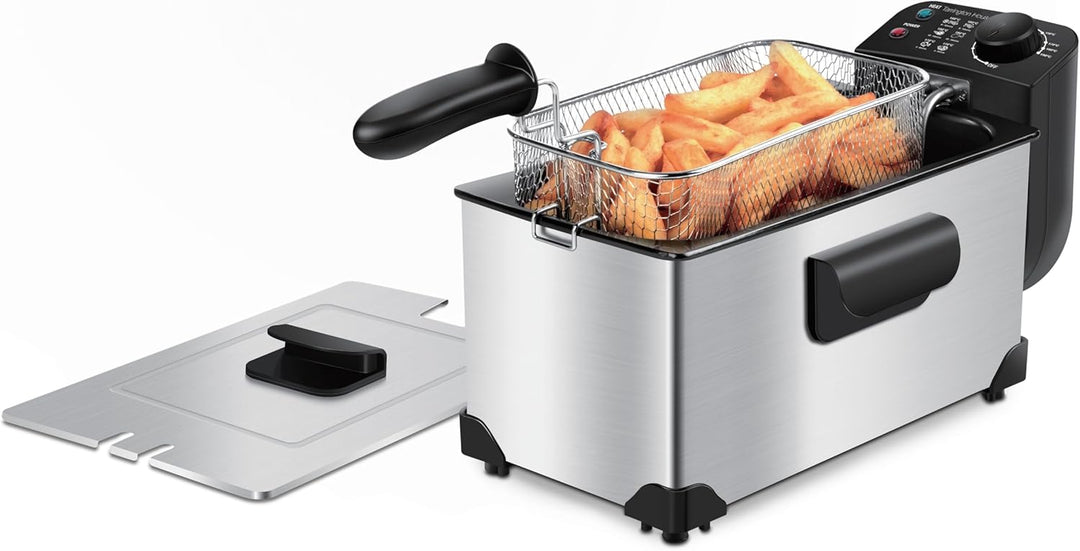 Tarrington House FR2200E Fritteuse, abnehmbare Tank, Anti-Rutsch-Basis, 3 L, Edelstahl, 22.5 x 40.5
