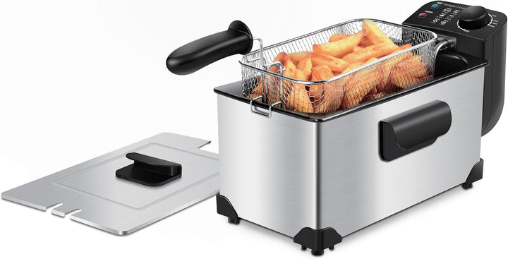 Tarrington House FR2200E Fritteuse, abnehmbare Tank, Anti-Rutsch-Basis, 3 L, Edelstahl, 22.5 x 40.5