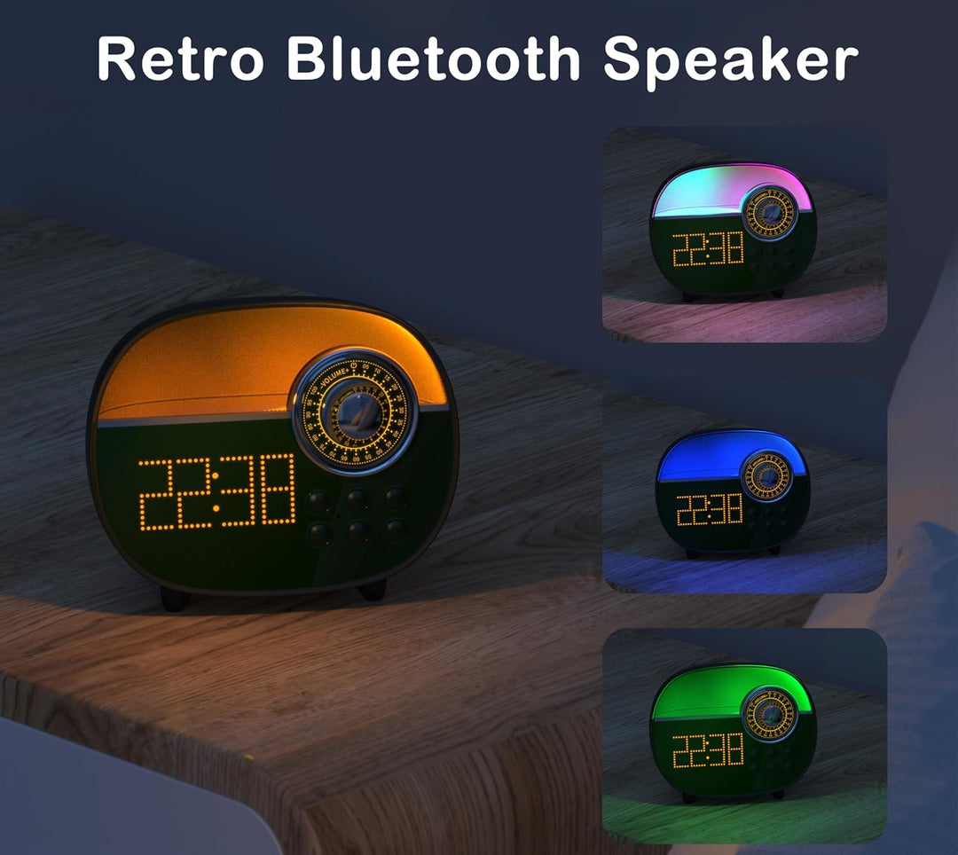 iTOMA Retro Wecker mit Bluetooth, Vintage FM Radio, Freisprecheinrichtung, Nachtlicht, Unterstützung