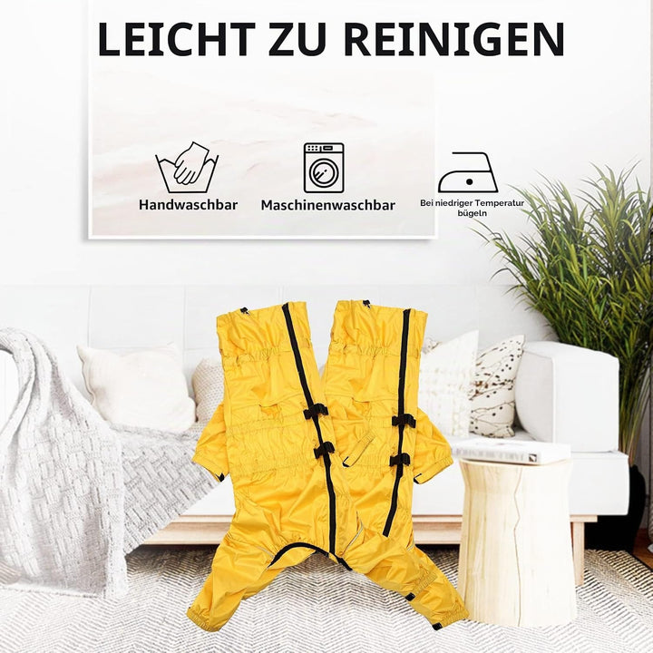 MOREZI Hunderegenmantel, hoher Kragen wasserdicht, Regenmantel-Set mit Reflexstreifen und Reissversc