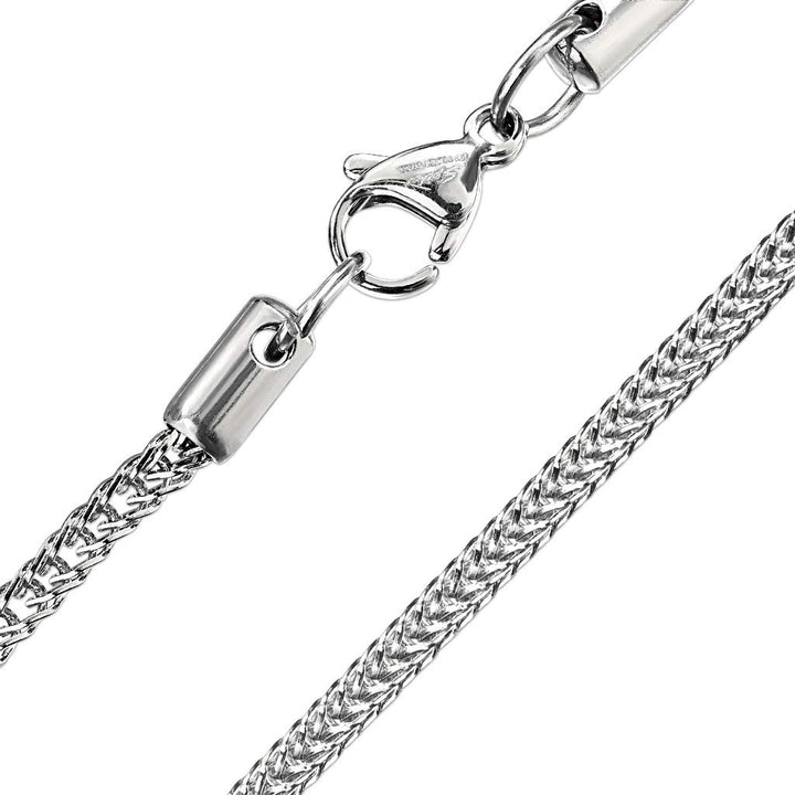 Bungsa Halskette Edelstahl quadratische Weizenkette silber für Damen und Herren 2,5mm breit (Edelsta