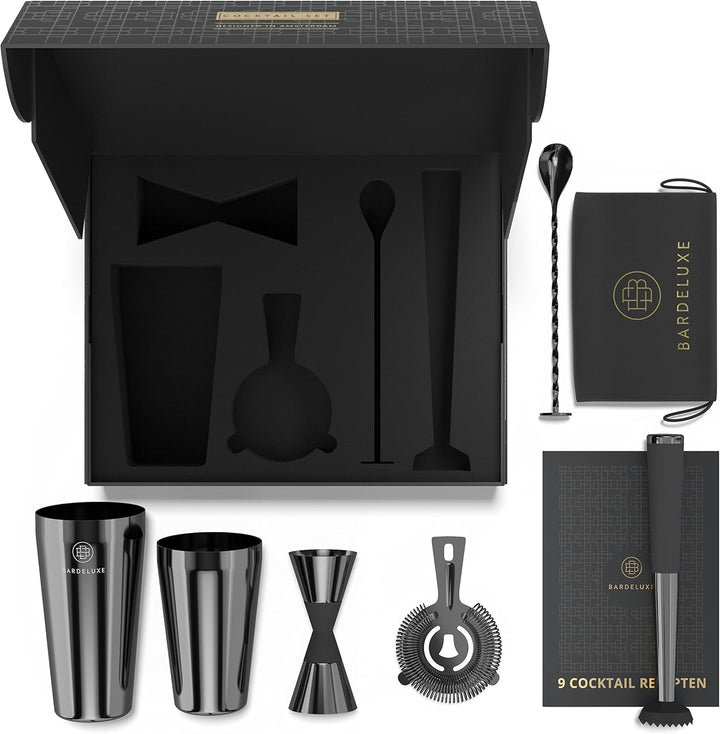 BarDeluxe® Boston Shaker Set 5-teilig, Barkeeper Set, Cocktail Mix Set - 750ml Cocktailshaker Boston