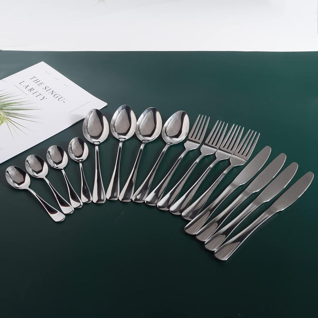 16-teilig Besteck Set Edelstahl Cutlery Inklusive Löffel Messer und Gabeln Besteckset Service für 4,