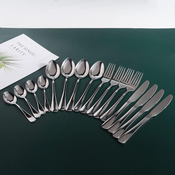 16-teilig Besteck Set Edelstahl Cutlery Inklusive Löffel Messer und Gabeln Besteckset Service für 4,