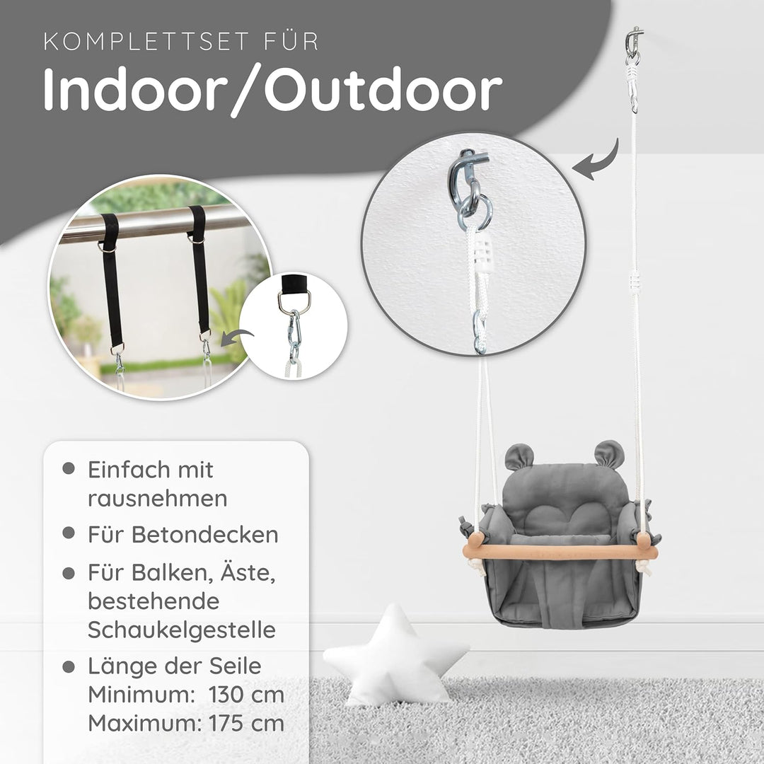 AMAZINGs Baby und Kinderschaukel | Mitwachsende Babyschaukel. Komplettset mit Aufhängung für Indoor