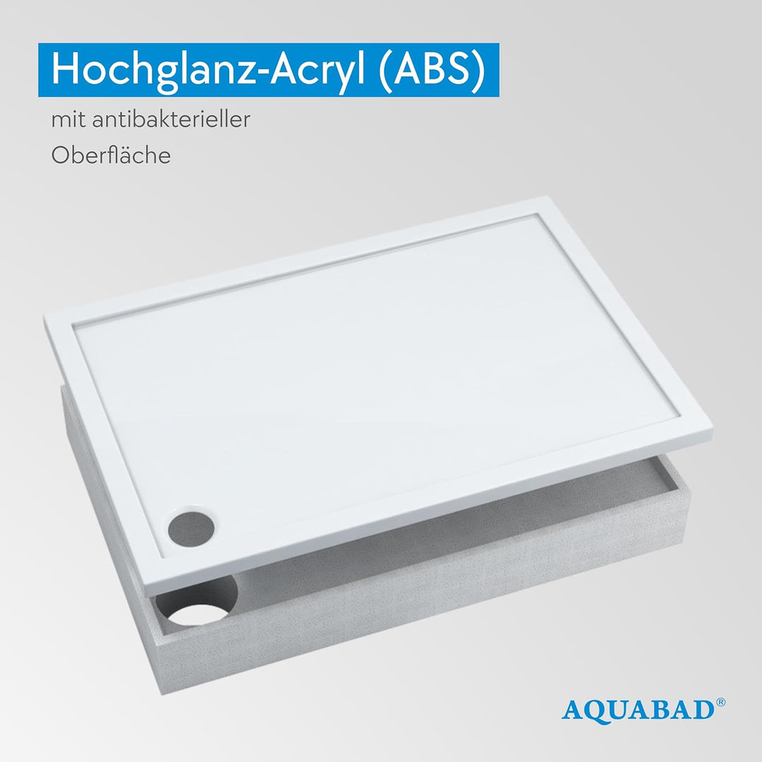 AQUABAD Duschwanne/Duschtasse | Komplettset Basic Smooth White 70x100cm Rechteck | inkl. Styroporträ
