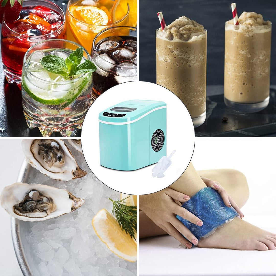 RELAX4LIFE Eiswürfelmaschine, Eismaschine mit Eiswürfelschaufel & Eiskorb, 2 Eiswürfelgrössen, 12 kg