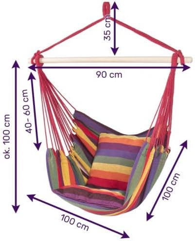 Zolta Hängematte grosser brasilianischer Hängestuhl Sessel Belastbarkeit bis 100 kg Relax + Kissen (