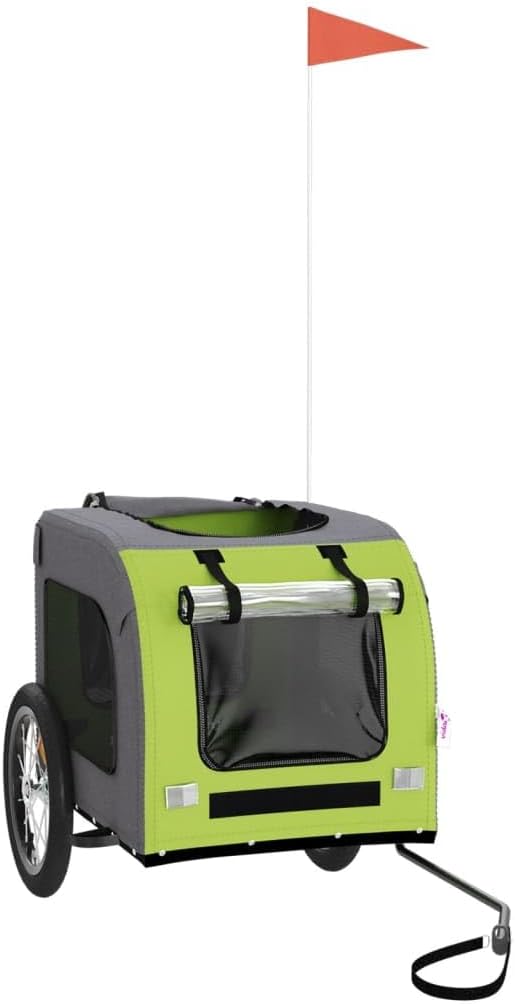 SKM Fahrradanhänger Hunde Grün und Grau Oxford-Gewebe &amp; Eisen,9 KG,93843,Color: Grün Grün 69 x 133.5