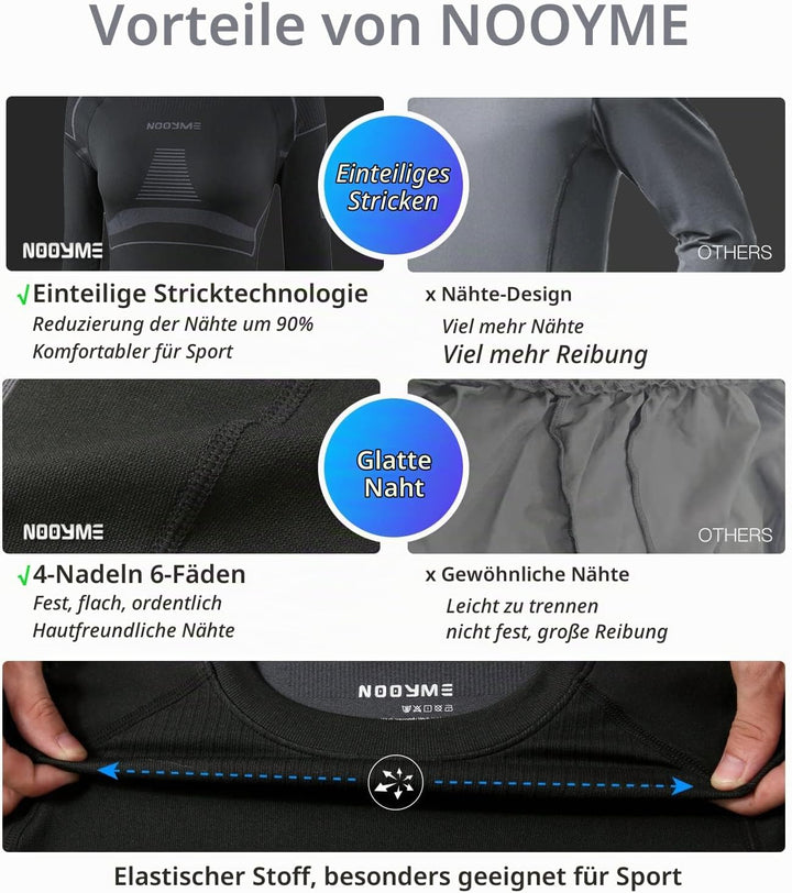 NOOYME Thermounterwäsche Damen Atmungsaktiv und Thermowäsche Set Funktionswäsche Damen Anti-bakterie