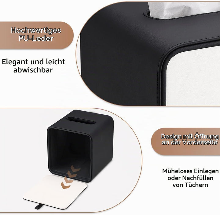 GORESE Taschentuchbox,Leder Quadratische Kosmetiktücherbox Papiertaschentuchhalter Taschentuchspende
