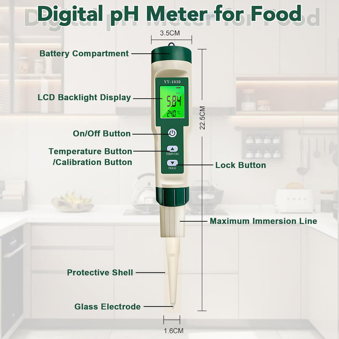 pH Messgerät für die Herstellung von Fermentierten Lebensmitteln Test pH, °C/°F, IP67 und Hintergrun