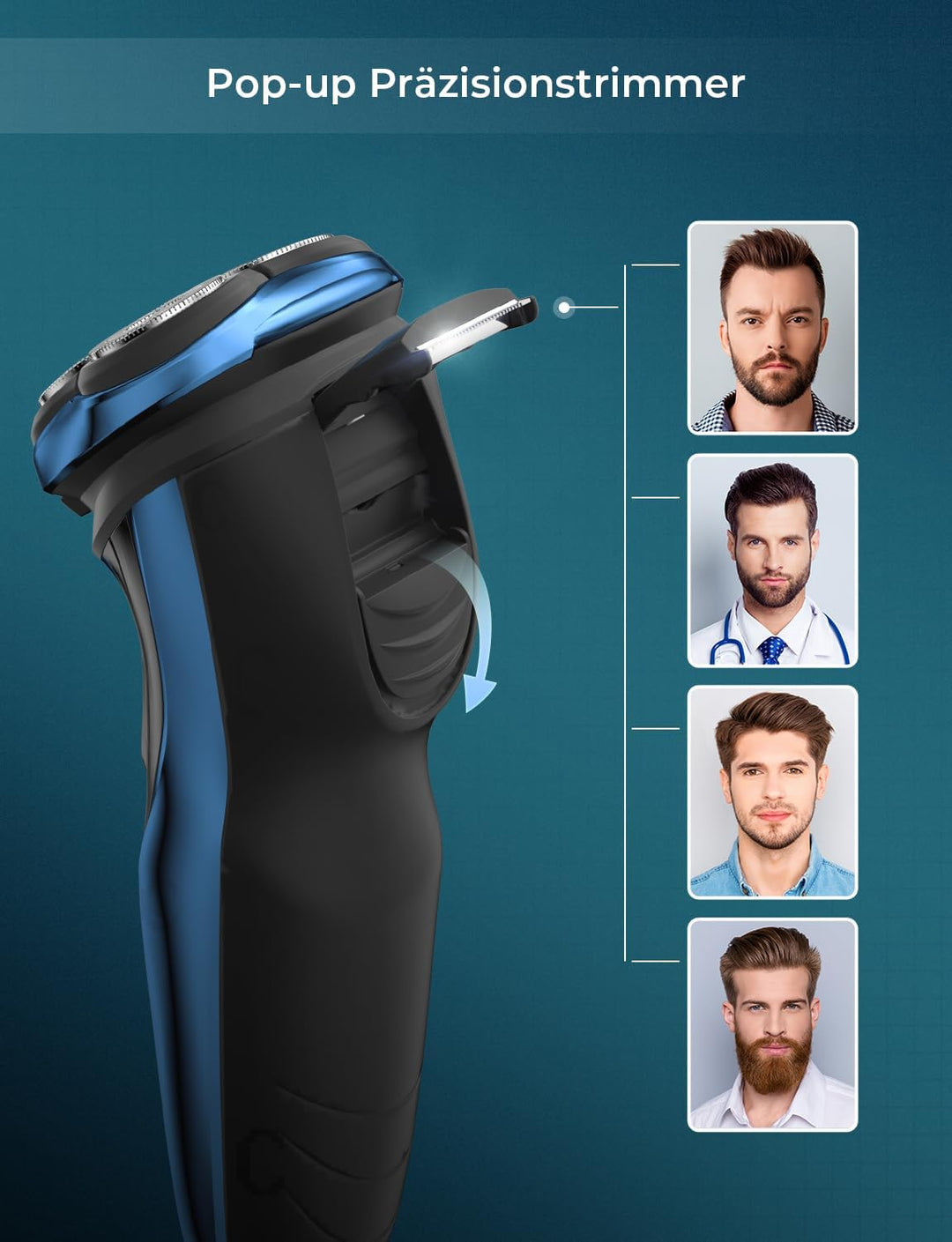 Rasierer Herren Elektrisch Rasierapparat mit Präzisionstrimmer Nass und Trockenrasierer IPX7 Elektro