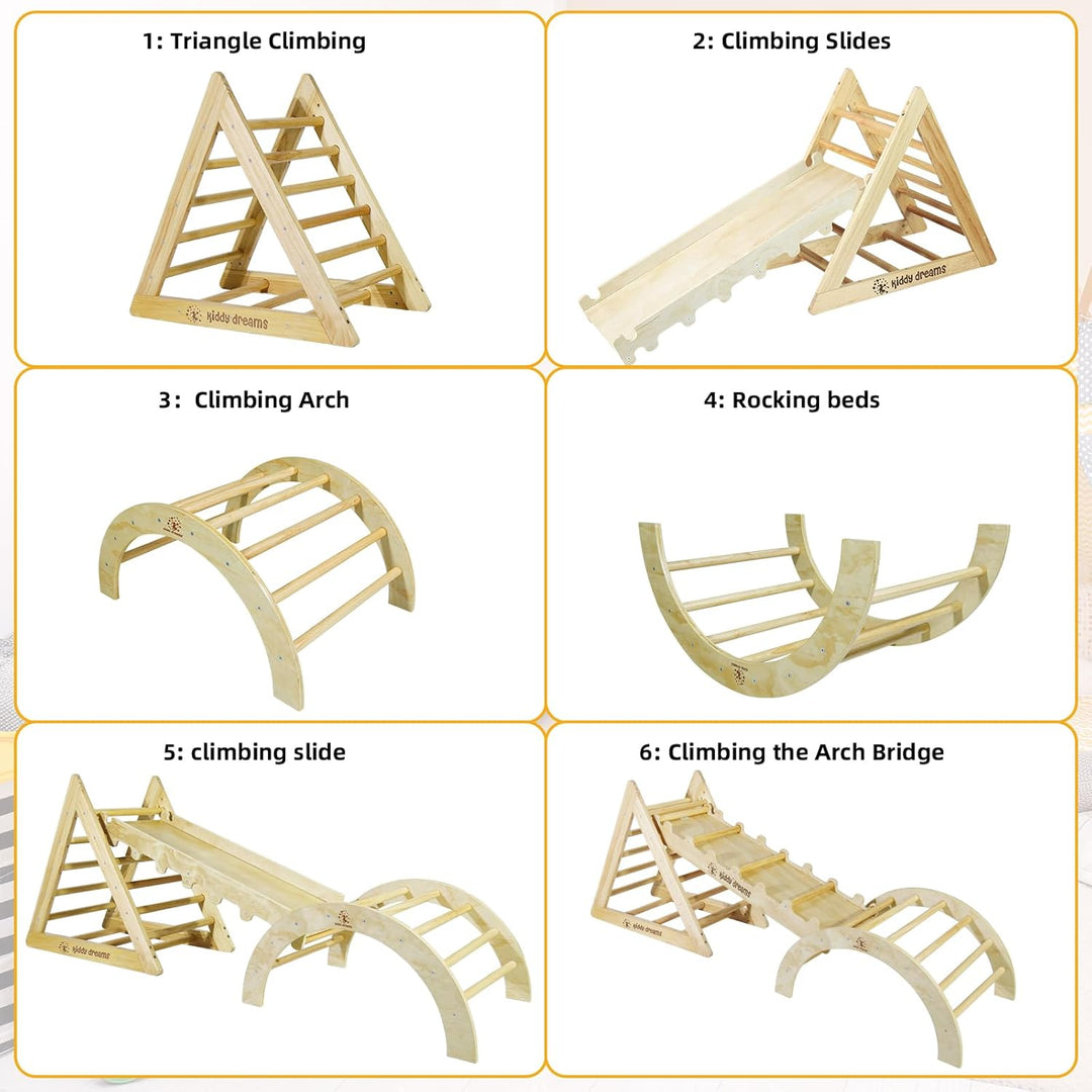CCLIFE Kletterdreieck mit Rutsche und Kletterbogen ab 1 Jahr 6 in1 Montessori Klettergerüst Indoor P