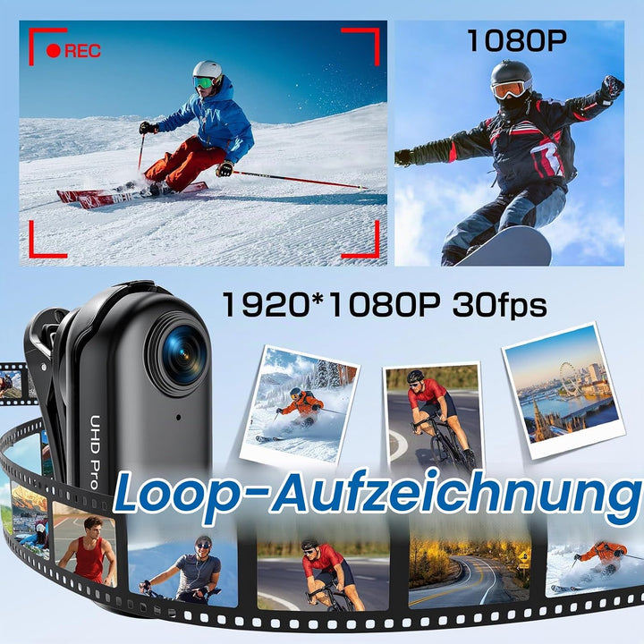 Action Cam Mini, 1080P HD Bodycam WiFi Mit Wasserdichter Hülle, 150° Weitwinkelobjektiv Actionkamera