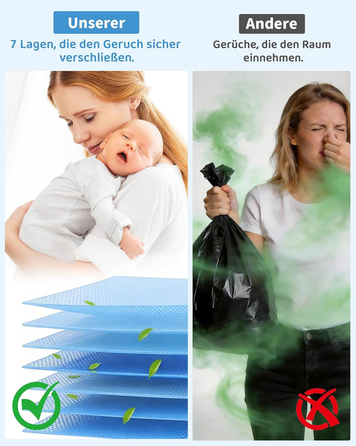 4 Stk. Windeleimer Nachfüllkassetten Nachfüllfolie, Windeleimer Geruchsdicht Beutel Kompatibel mit A