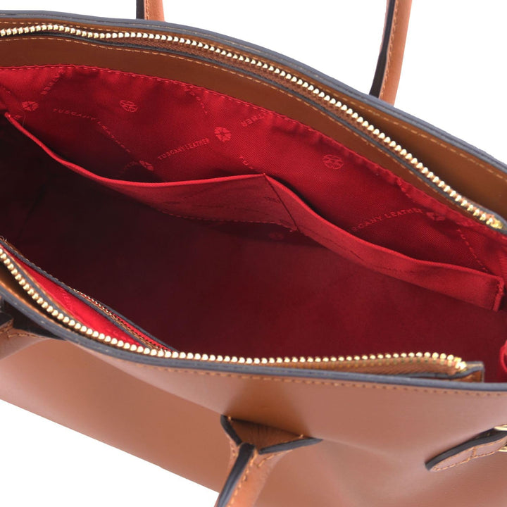 Tuscany Leather TLBag Handtasche aus Leder Cognac, Cognac