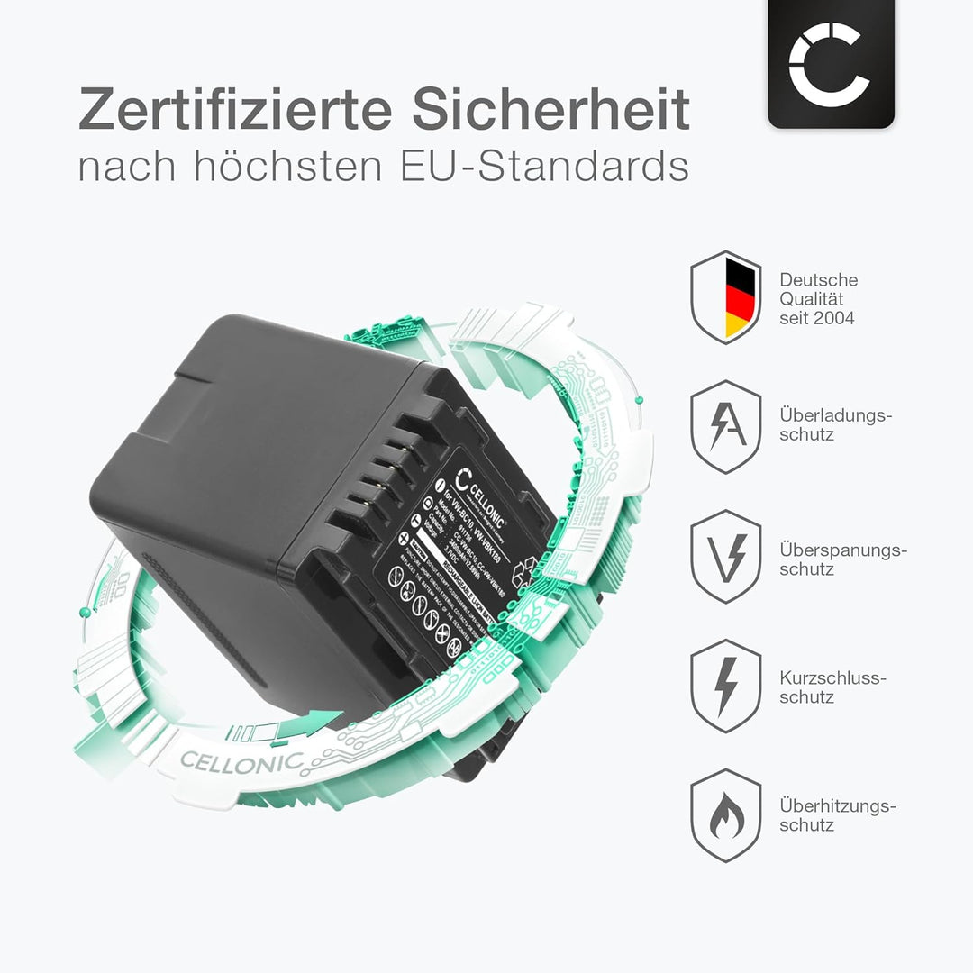 subtel® Kamera Ersatzakku VW-BC10 VW-VBK180 VW-VBK360 VW-VBL090 für Panasonic HDC-SD40 SD80 SD66 SD9
