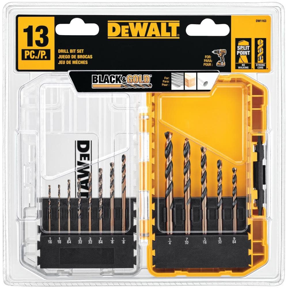 DEWALT Black Oxide Drill Bit Set with Pilot Point, 13-Piece (DW1163)