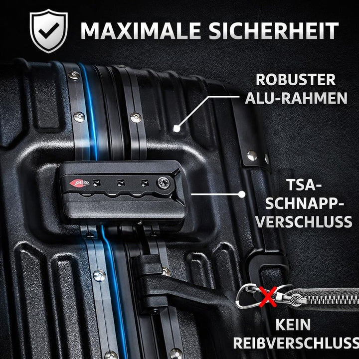 POSH Piloten Koffer Handgepäck Hartschale - Aluminium Rahmen & Schnappverschluss - 37L Business 45x4
