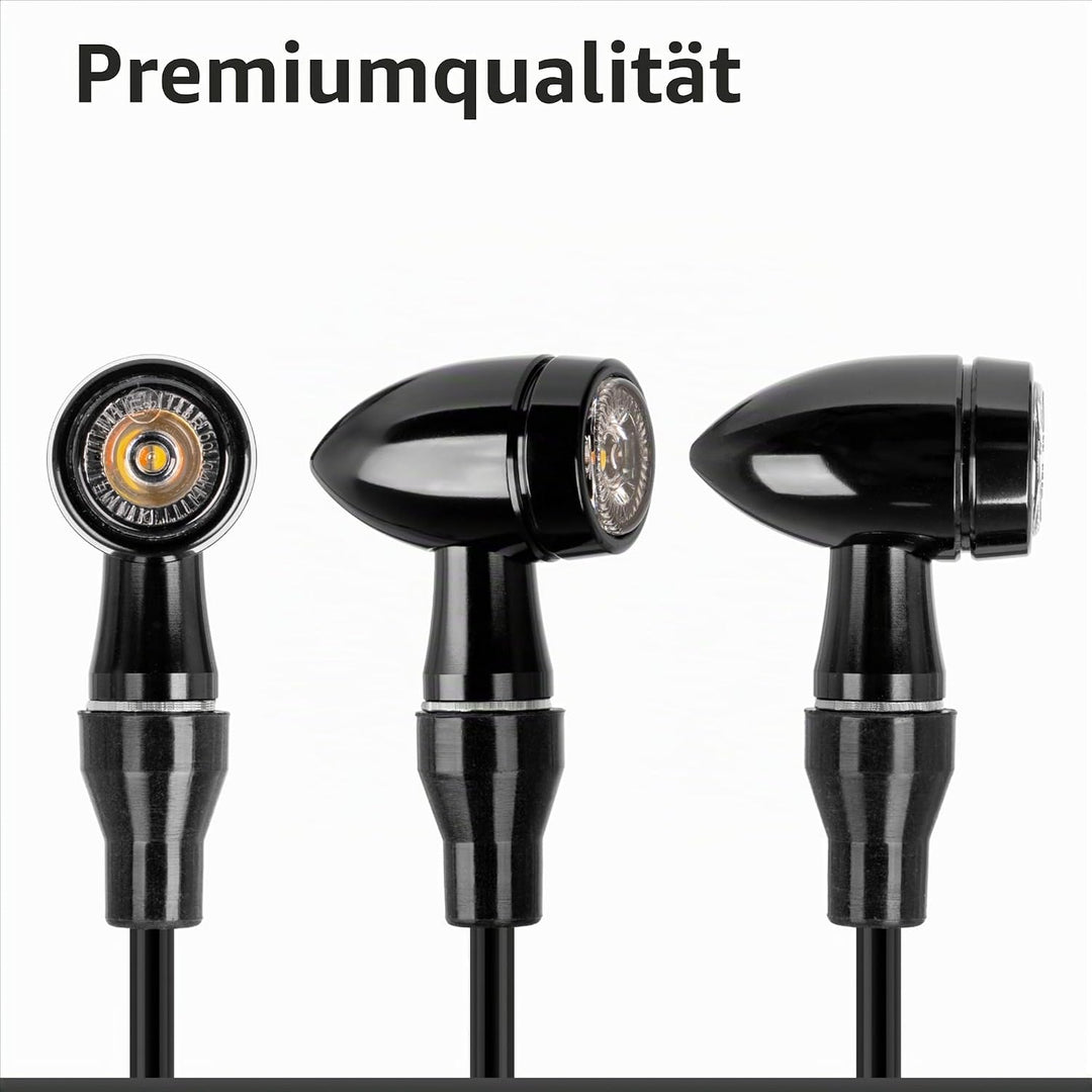 Universal Led Motorrad Blinker Schwarz Quad ATV Super Optik und Schön Hell Wasserprüf IP67 E Prüfzei
