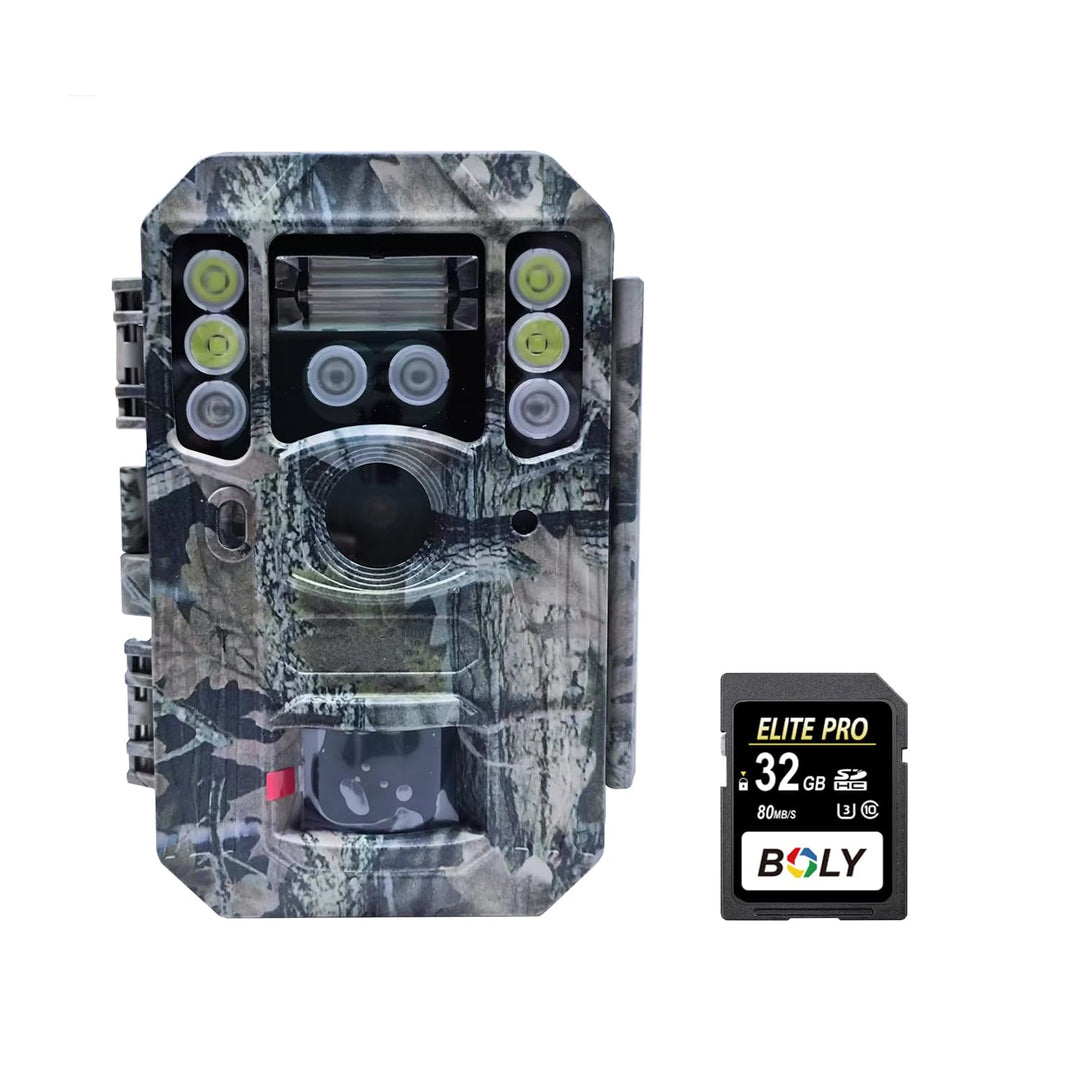 BOLY Wildkamera, 56MP 4K HD,Flash 940 nm schwarzes IR und weisse LED, Nachtsicht mit Tri-Flash,No Gl