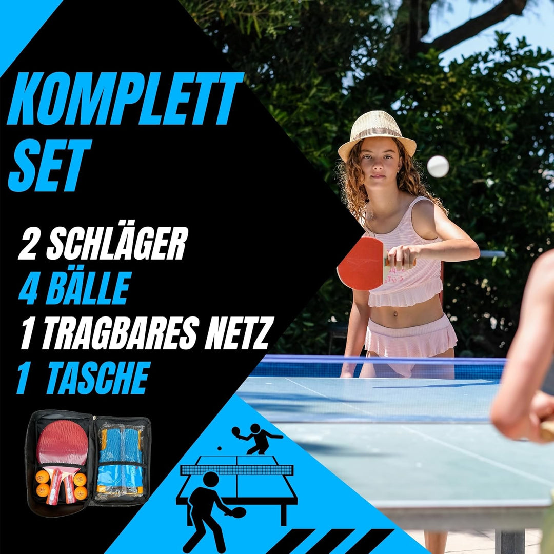 Tischtennisset mit Netz für jeden Tisch [Ideal für 2 Spieler] Tischtennis Set bestehend aus 2 Tischt