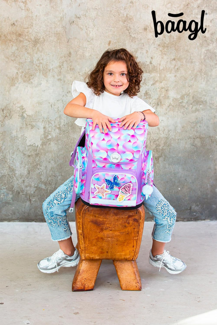 Baagl Schulranzen Jungen Mädchen Set 5 Teilig (Ergo Schultasche für 1. Klasse, Mäppchen, Turnbeutel,