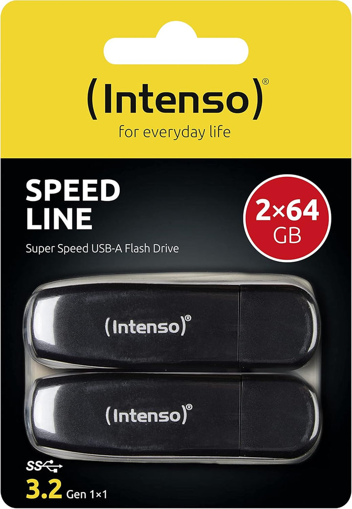 Intenso Speed Line, 2x64GB Speicherstick, USB-Stick 3.2 Gen 1x1, schwarz 64 GB - 2er Pack, 64 GB - 2