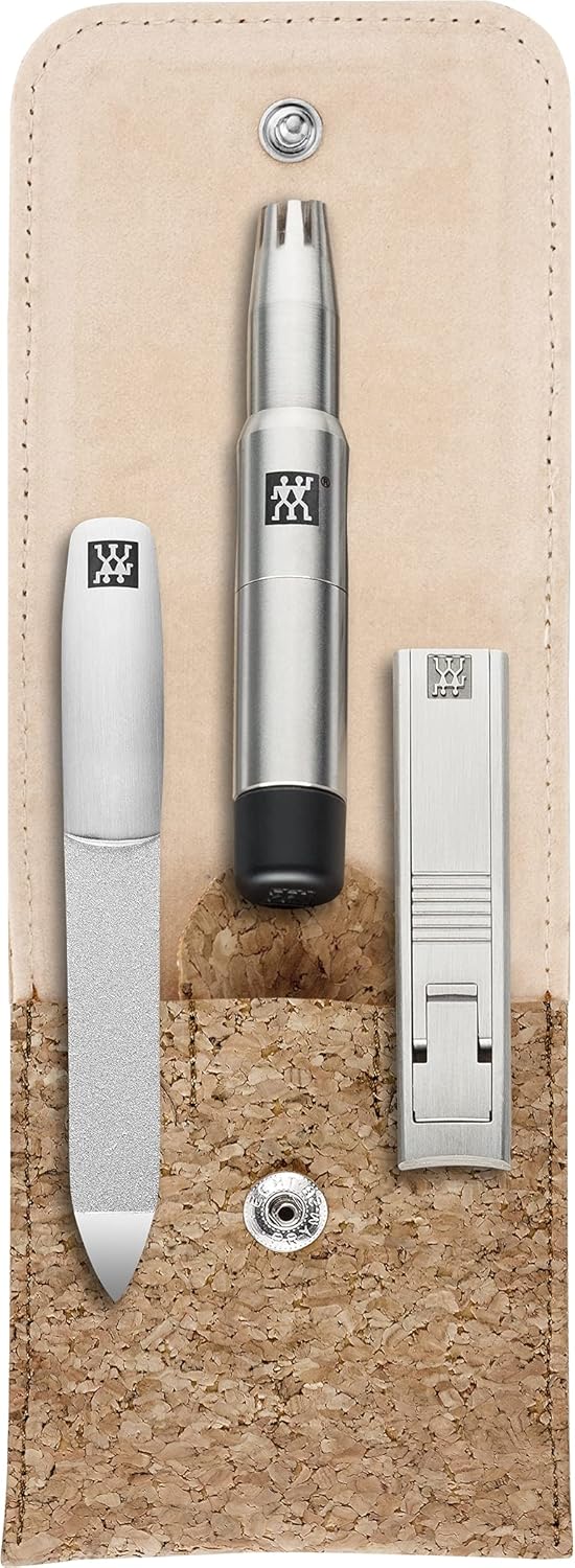 ZWILLING TWINOX Maniküre Pflegeset 3-teilig Männer mit Nasenhaar Trimmer und Pinzette, Kork Edition,