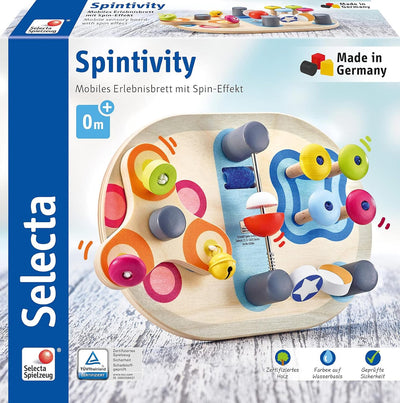 Selecta 62064 Spintivity, Motorikbrett aus Holz, 20 cm, Spinitivity Single, Single