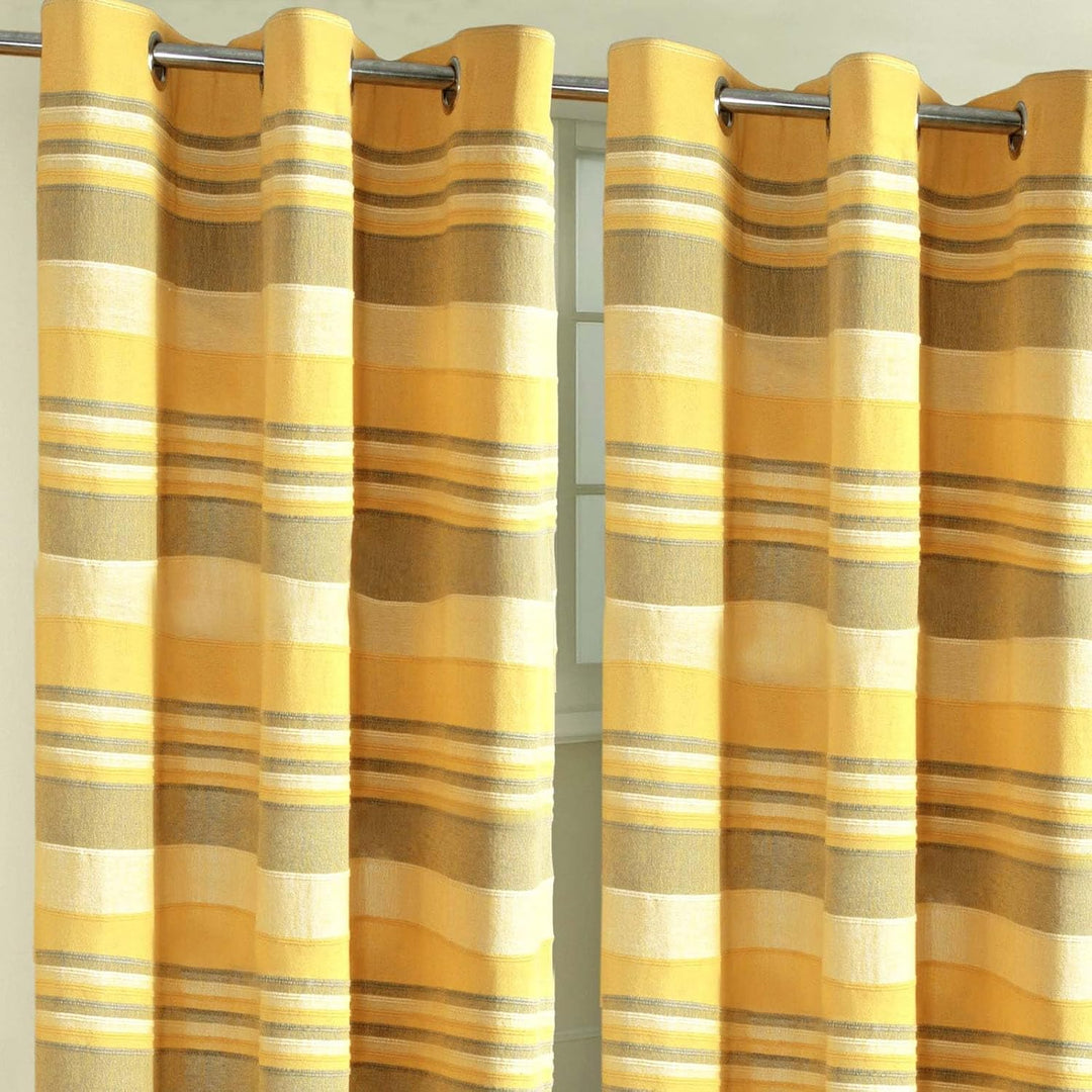 Homescapes handgewobener Vorhang Morocco gelb grün 2er Set Ösenvorhang 140 x 140 cm (Breite x Länge)