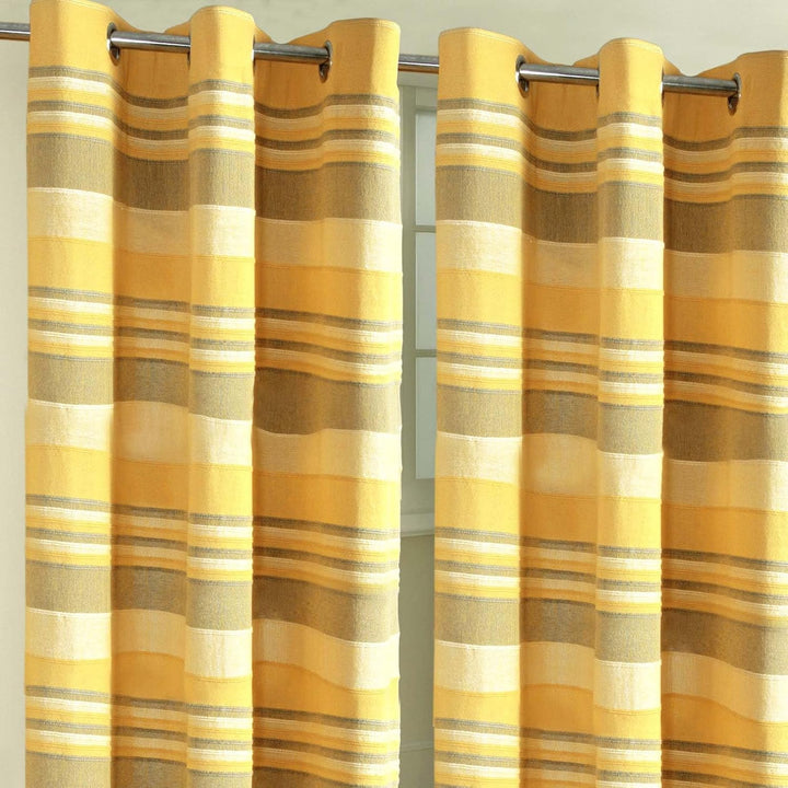 Homescapes handgewobener Vorhang Morocco gelb grün 2er Set Ösenvorhang 167 x 182 cm (Breite x Länge)