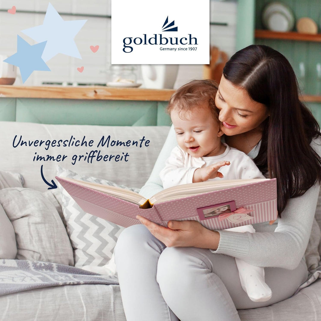 goldbuch 15801 Babyalbum mit Fensterausschnitt, Sweetheart, 30 x 31 cm, Baby Fotoalbum mit 62 weisse
