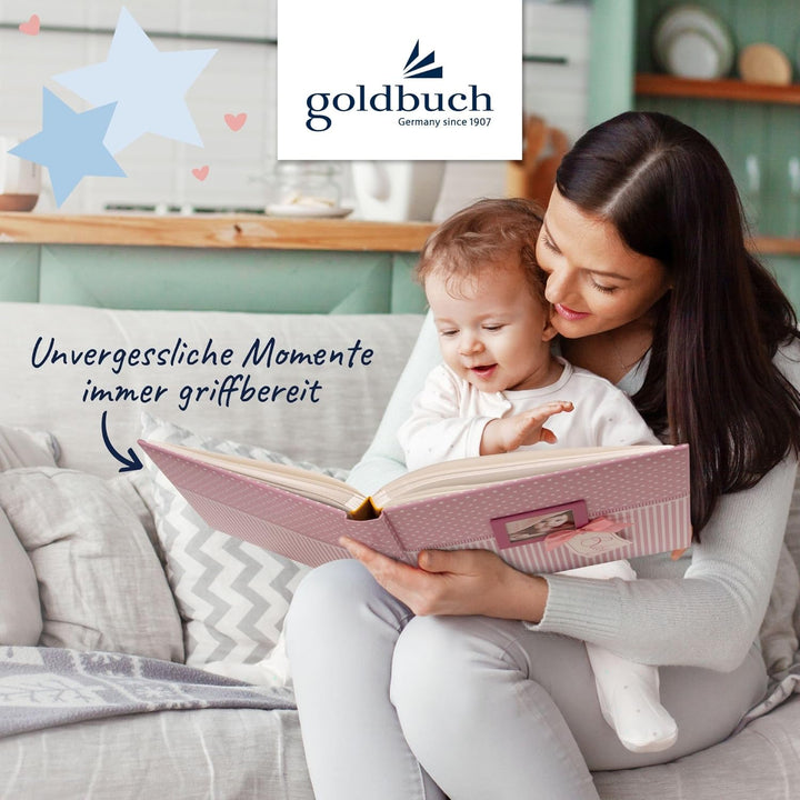 goldbuch 15801 Babyalbum mit Fensterausschnitt, Sweetheart, 30 x 31 cm, Baby Fotoalbum mit 62 weisse