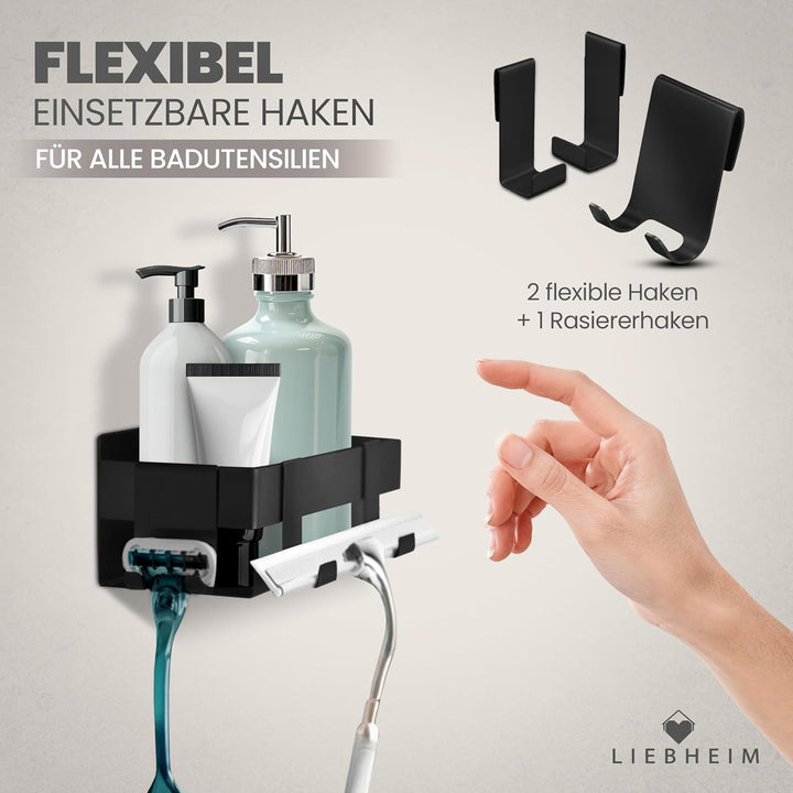 LIEBHEIM Duschablage Duschkorb Badregal ohne Bohren - Montage mit Industrie Klebeband oder Kraftkleb