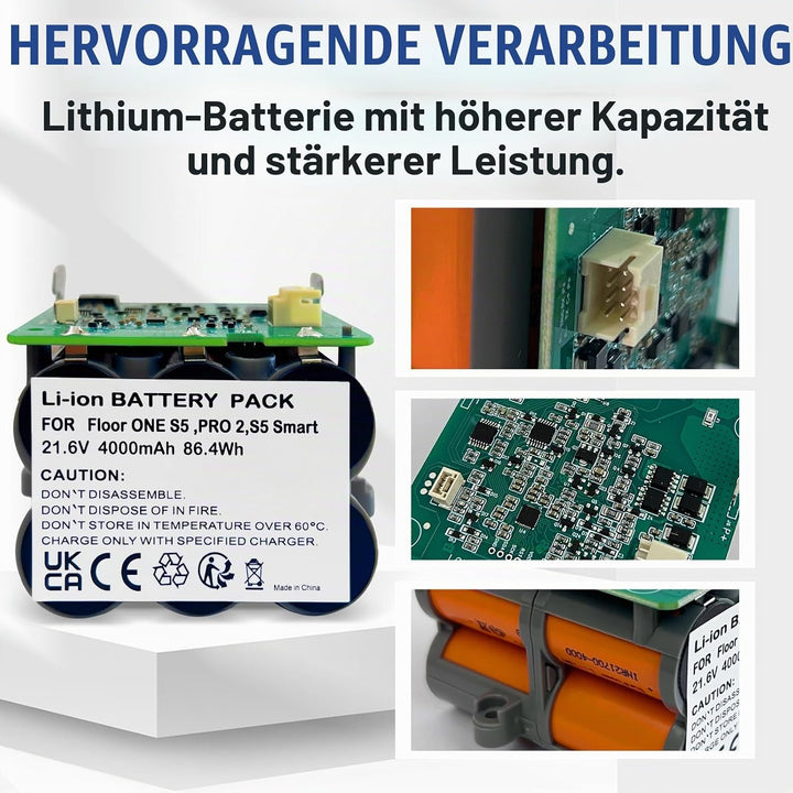 Relacement Akku für Tineco schnurlosen Nass- und Trockensauger, kompatibel mit Tineco Floor ONE S5,