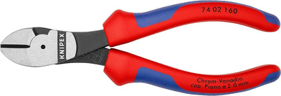 Knipex Kraft-Seitenschneider schwarz atramentiert, mit Mehrkomponenten-Hüllen 160 mm 74 02 160 atram