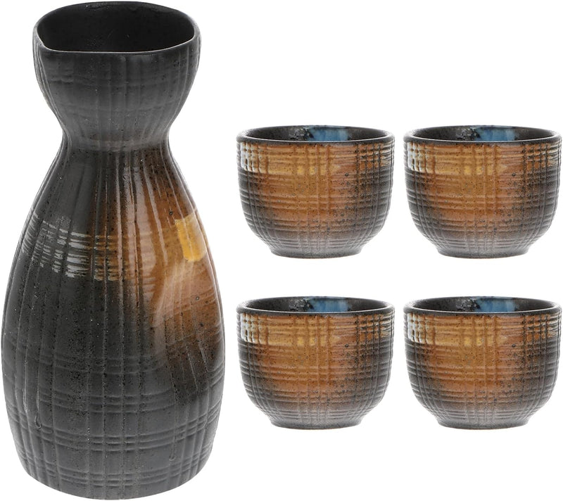 Cabilock 1 Set 5- Stück Japanische Sake Set Keramik Gläser 1 Willen Flasche Und 4 Sake Cups für Home