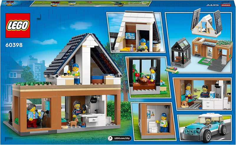 LEGO 60398 City Familienhaus mit Elektroauto, Puppenhaus Set mit Spielzeugauto und Zubehör, Bauen mi