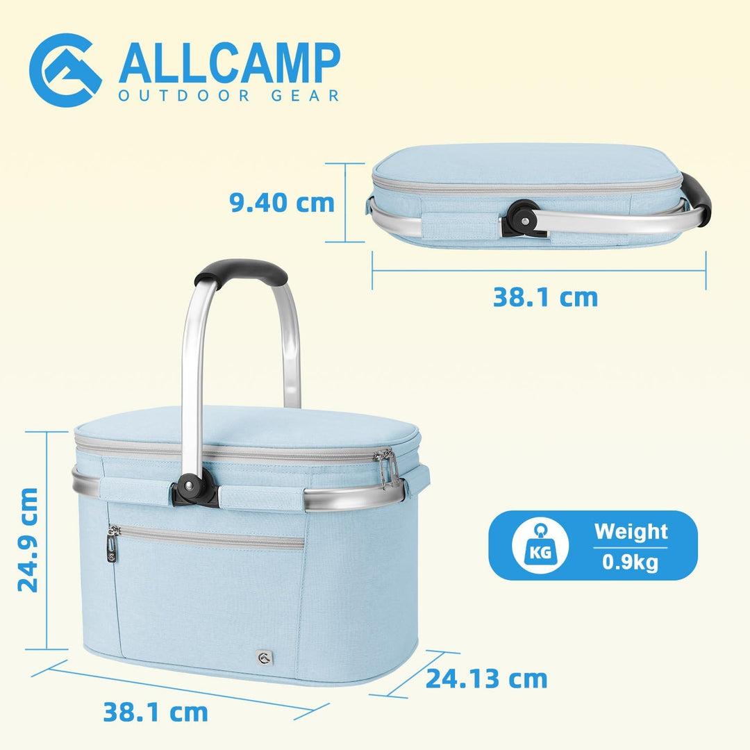 ALLCAMP Faltbar Isoliert Kühltasche - Einkaufskorb Thermo Mit Deckel, Abnehmbarer Picknickkorb 2 Per