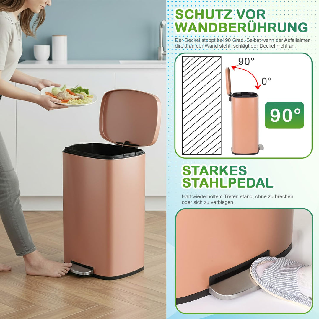 BestOffice 50 L Mülleimer Küche Mülleimer mit Deckel für Büro Schlafzimmer Badezimmer Schritt Müllei