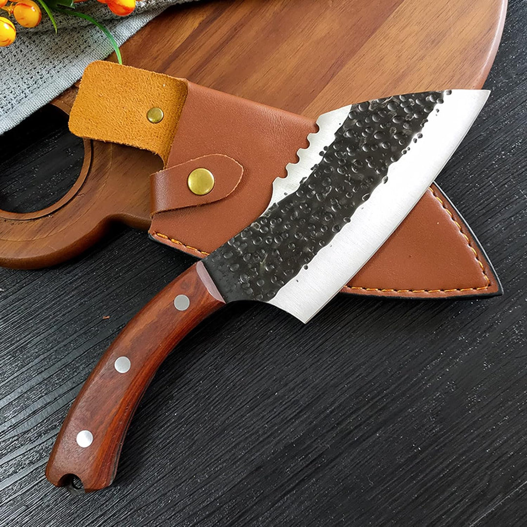 Fubinaty Kochmesser Handgefertigtes geschmiedetes Fleischbeil Full Tang Outdoor Jagd Camping Messer